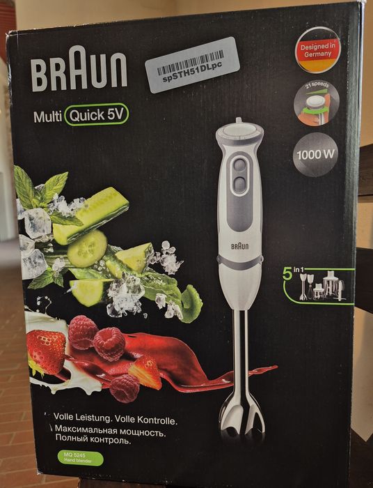 Braun Multiquick 5 Vario Blender Ręczny z Akcesoriami, Biały, Nowy