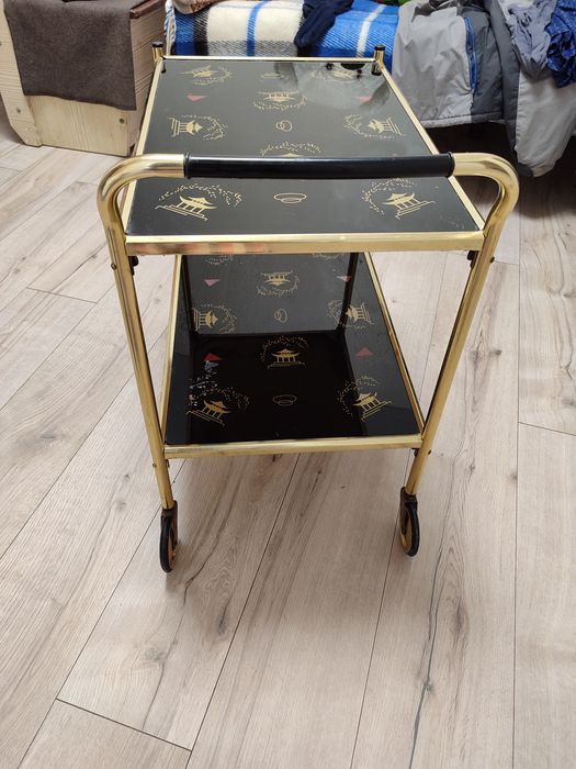 Вінтажний Кавовий сервірувальний столик на колесах Візок