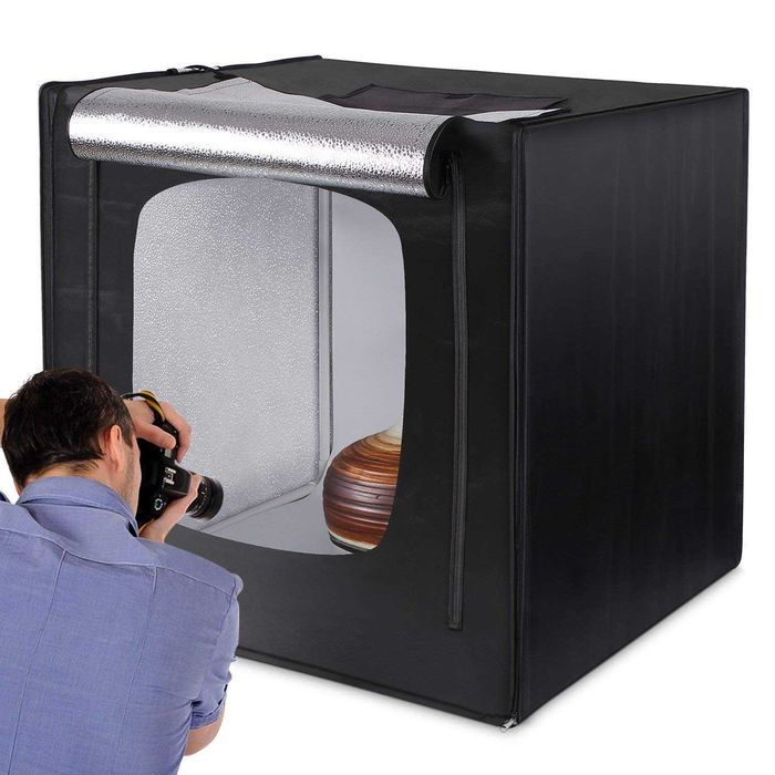 Box para fotografia produto 80x80x80cm iluminação caixa foto vinil