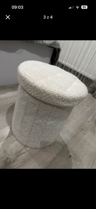 Pufa biała ze schowkiem