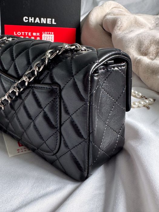 Жіноча Сумка Chanel Classic 1.55 Small Single Flap in Black/Silver