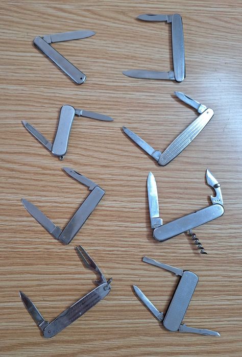 ICEL-Lote de 8 canivetes de bolso em aço Inox- De Coleção