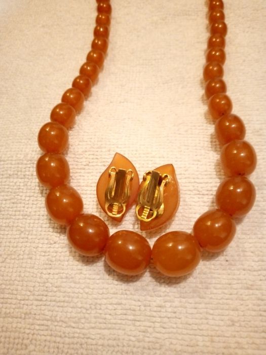 Янтарьные бусы комплект СССР, янтарь Калининград, серьги серебро янтар
