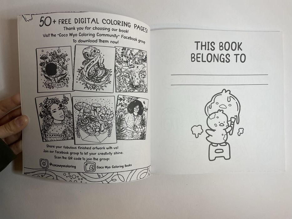 Livro de colorir Cozy Friends e caneta branca NOVOS