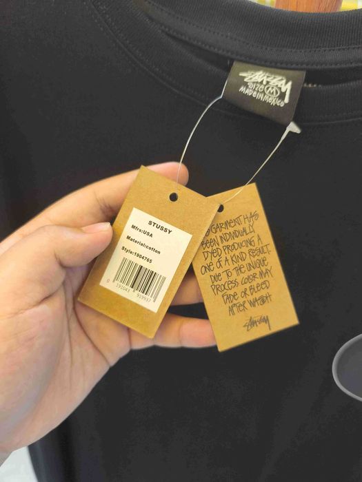 Stussy，Męska czarna koszulka z nadrukiem letnim, rozmiar M