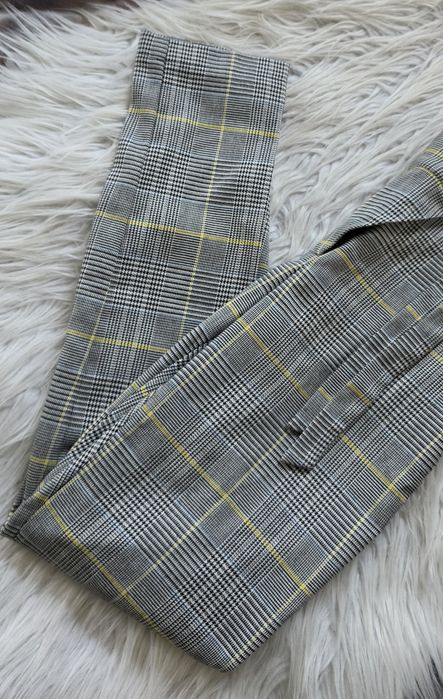 Spodnie eleganckie materiałowe w kratę S