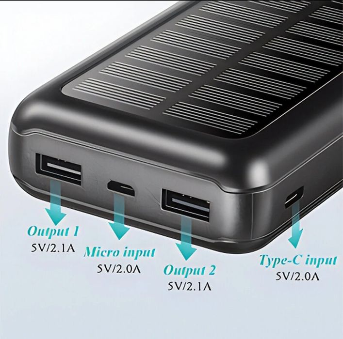 Powerbank Solar 30000mAh 3 saídas e 2 entradas NOVO