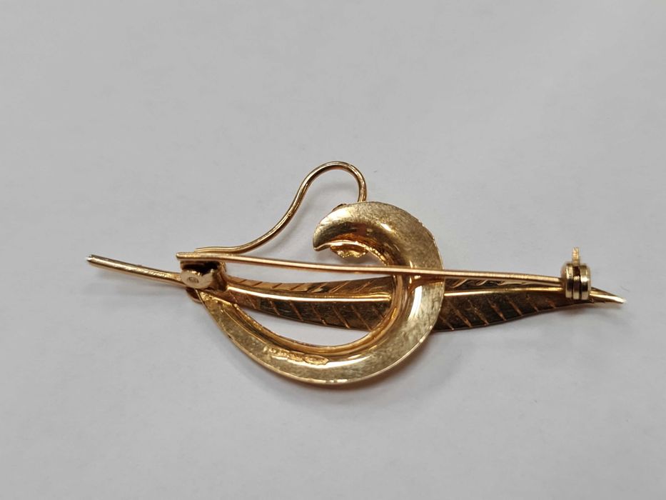 Złota broszka/ Złoto 750/ 4.14 gram/ Misterna/ XX wiek