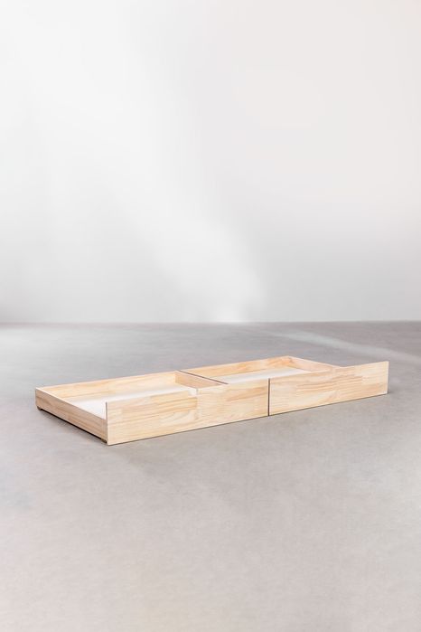 Cama de madeira com armazenamento de 90cm