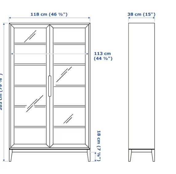 IKEA REGISSÖR Vitrina, branco, 118x203 cm
