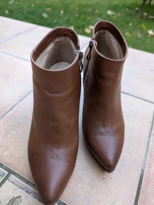 Botki Oleksy brązowe do kostki zasuwak skórzane