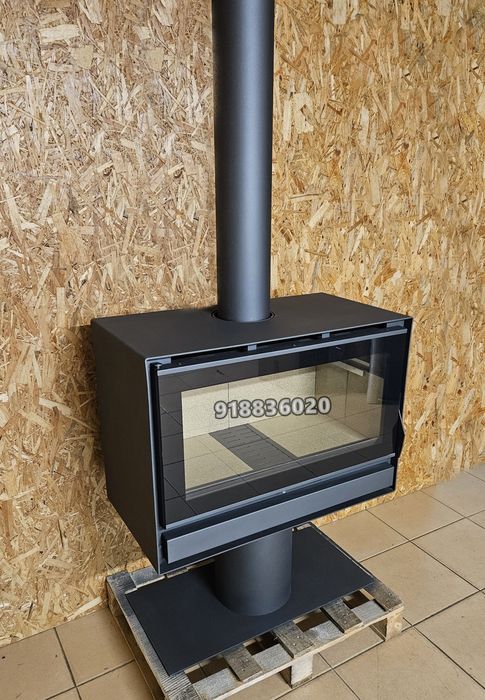 Salamandra Lenha Ventilada com Pé L-80cm - NOVAS - Fabrico Nacional