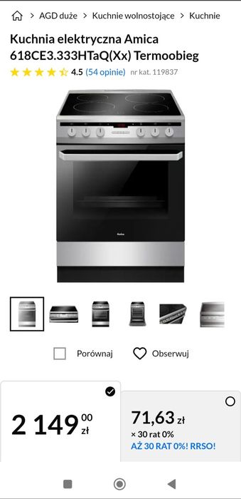 Kuchenka elektryczna, płyta ceramiczna, termoobieg