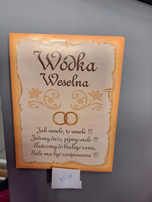 Naklejka, etykieta na wódkę weselną