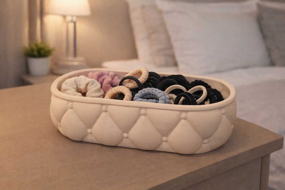 Stylowy pojemnik dekoracyjny organizer na biżuterię, spinki, gumki,