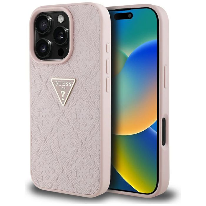 Etui Guess Hot Stamp 4G Pattern Metal Logo do iPhone 16 Pro Max różowy