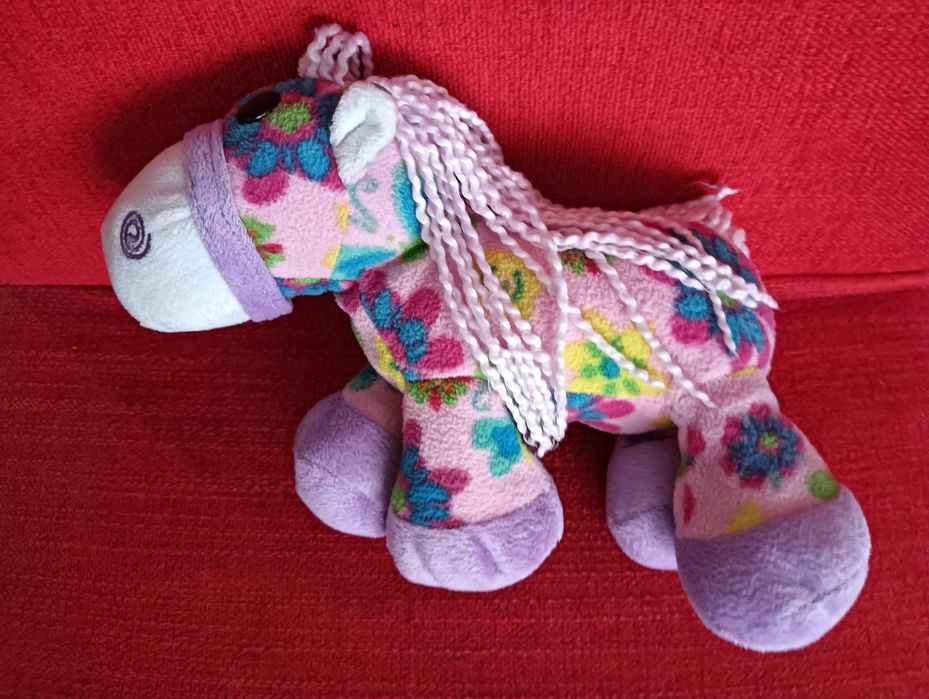 Peluche médio Pónei multicolorido flores 24cm