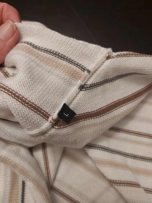Jasny sweterek w paski kimono Stefanel M/L ecru