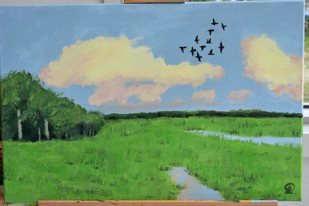 Quadro - Pintura a Acrílico Original "Prados de Migração"