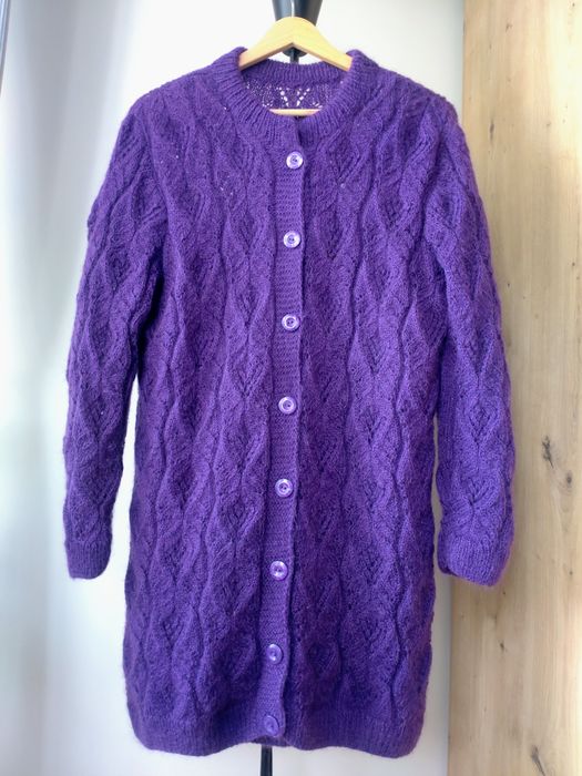 Kardigan damski długi z wełną handmade r. M/L