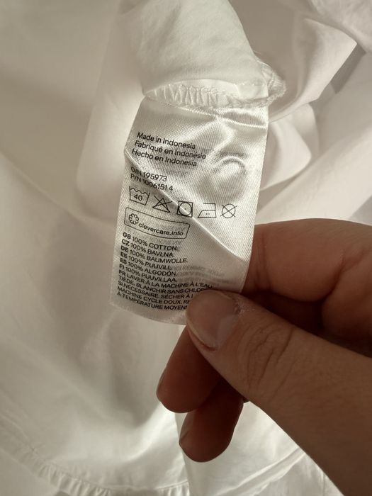 Koszula długa sukienka bawełniana biała H&M