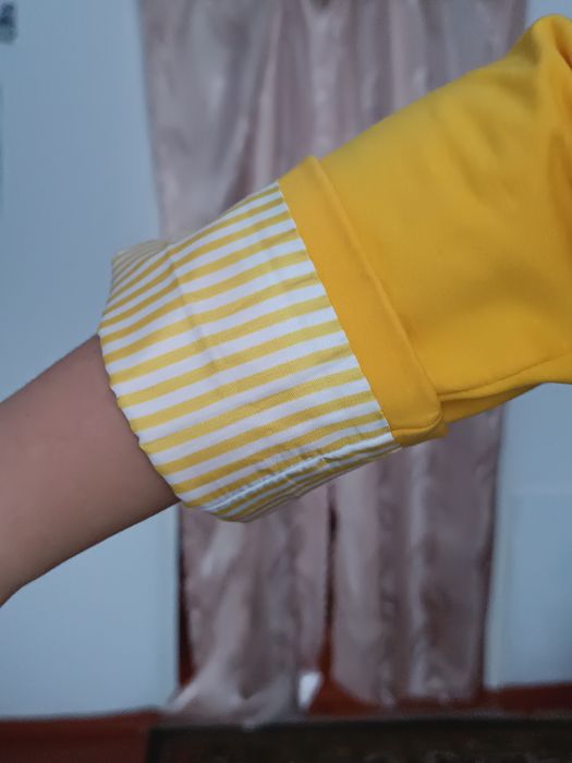 Стильний жовтий піджак / Жакет з підкладкою в смужку