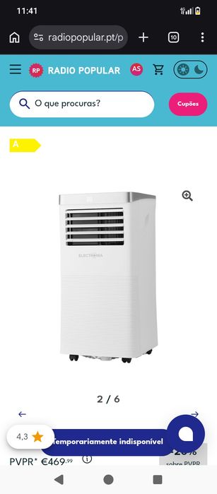 AR CONDICIONADO PORTÁTIL ELECTRONIA ACBKYR29 (10000 BTU, Quente e Frio, Desumidificador, Função Ventoinha)