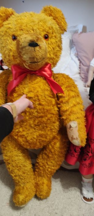 Wielki  Piękny Miś trociniak  87 cm ,bardzo stary,z Niemiec.