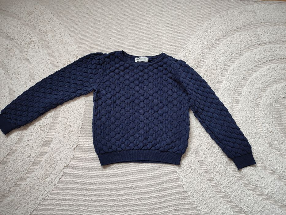 Sweterek ażurowy H&M 110/116 granatowy