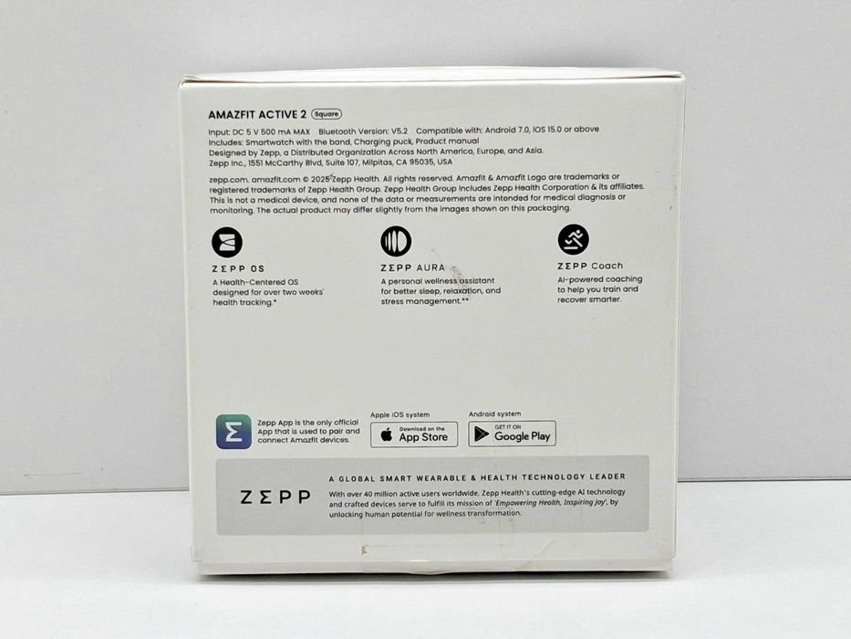 Smartwatch Amazfit Active 2 Square czarny - dwa paski