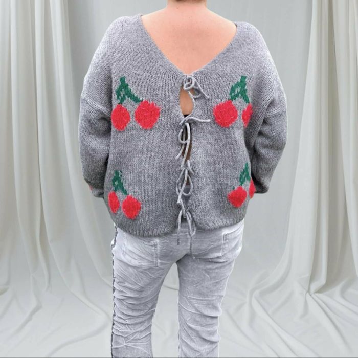 Nowy sweter kardigan szary w wisienki new collection roz xl-3xl