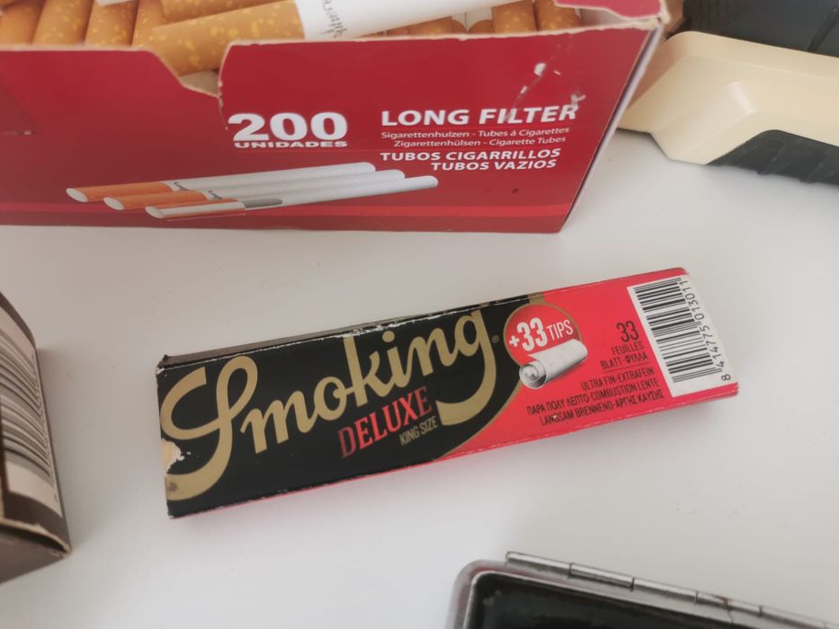 Máquinas de encher cigarros+ tubos+ isqueiro+murtalha + porta cigarros