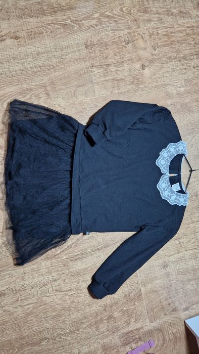 Sukienka 116 tunika akademia biały kołnierzyk strój galowy