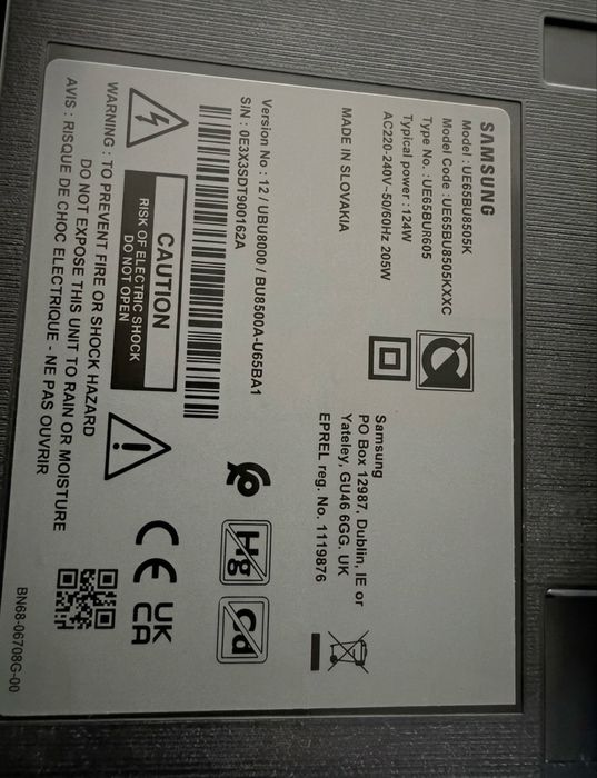 Smart TV Samsung 65" 4K Crystal UHD | Modelo UE65BU8505K (Como Nova)