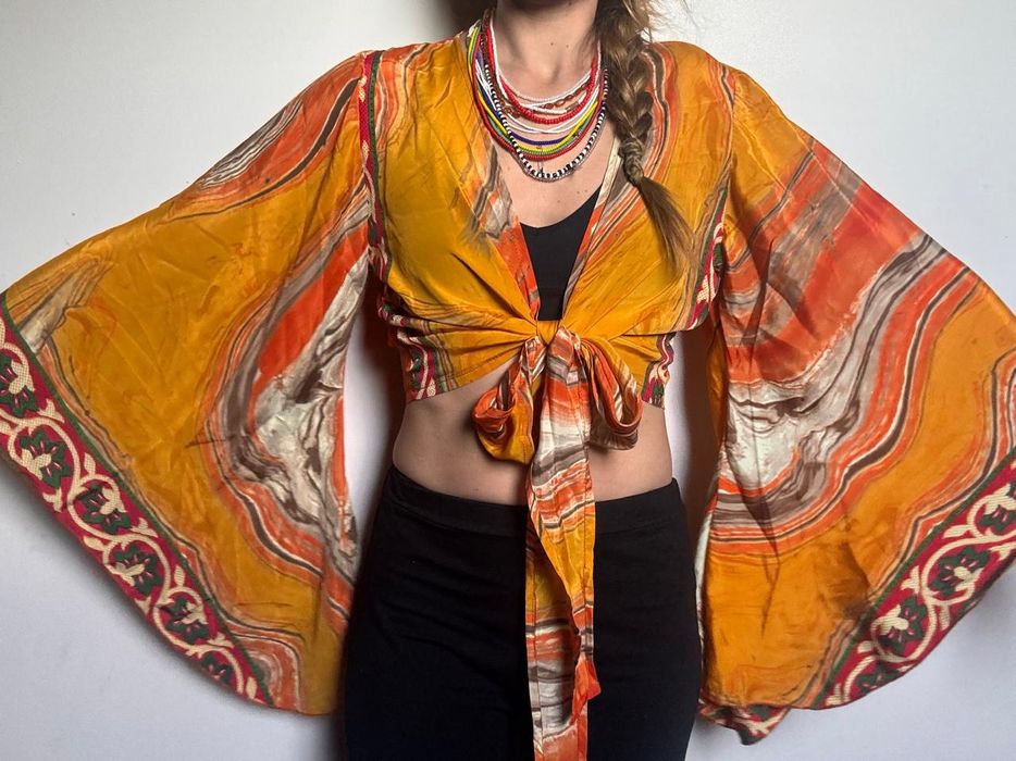 Bluzka boho top Indie szerokie rękawy