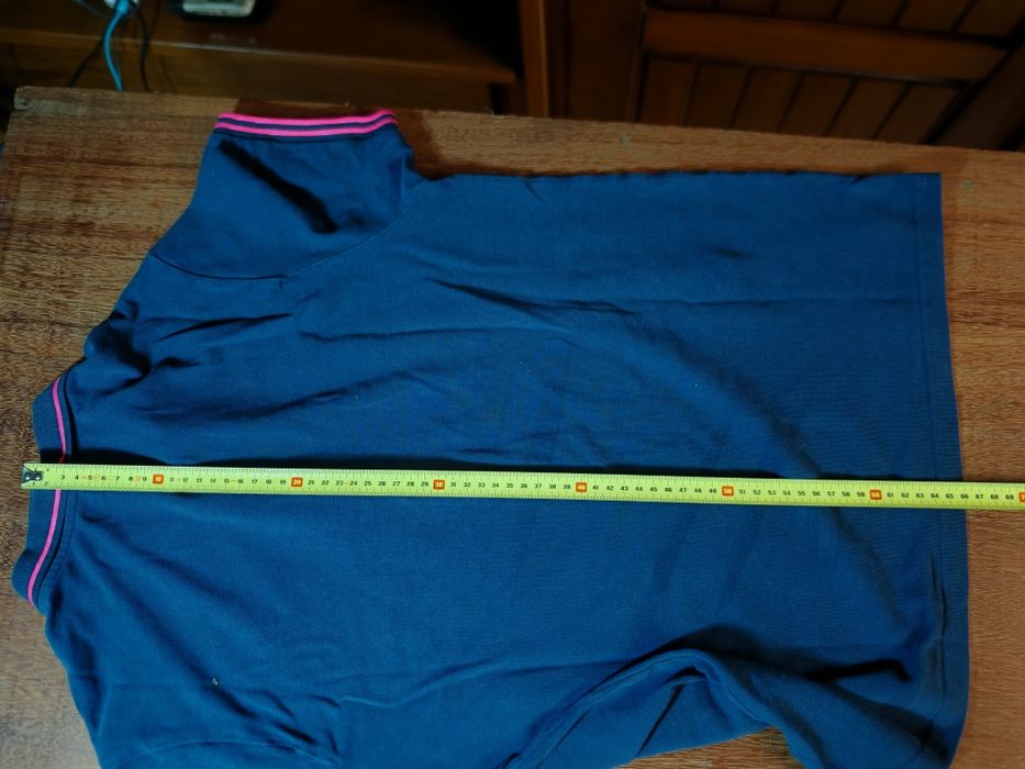 Polo Kappa azul Marinho com riscas fuscia