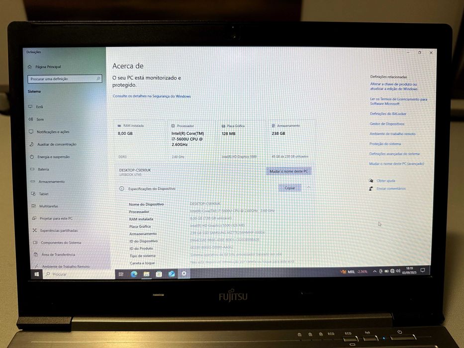 FUJITSU Intel(R) core (TM) i7-5600U