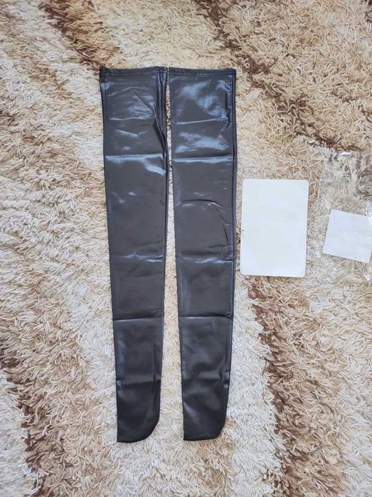 Чулки Лакові довгі чорні панчохи 82см під лакову шкіру КОЖА НОВІ пара