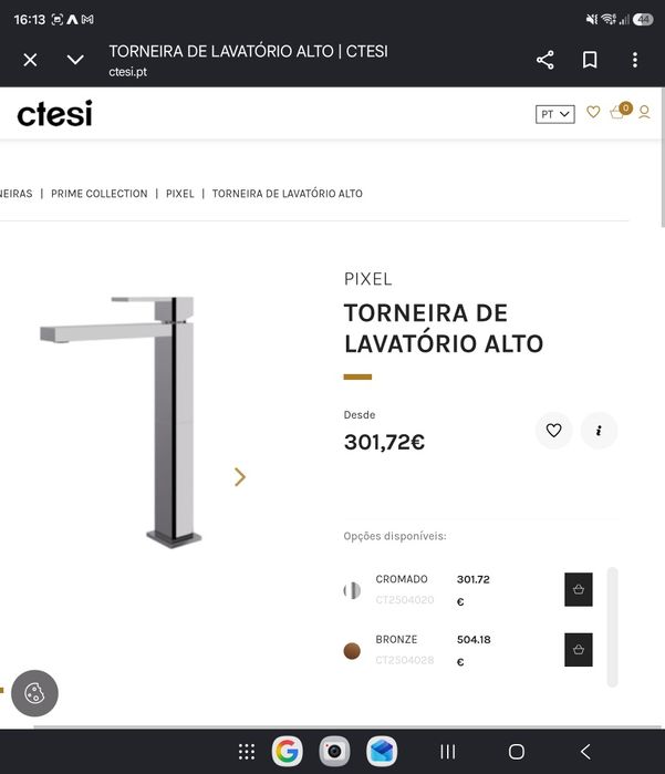 torneira alta wc steci CT2504020