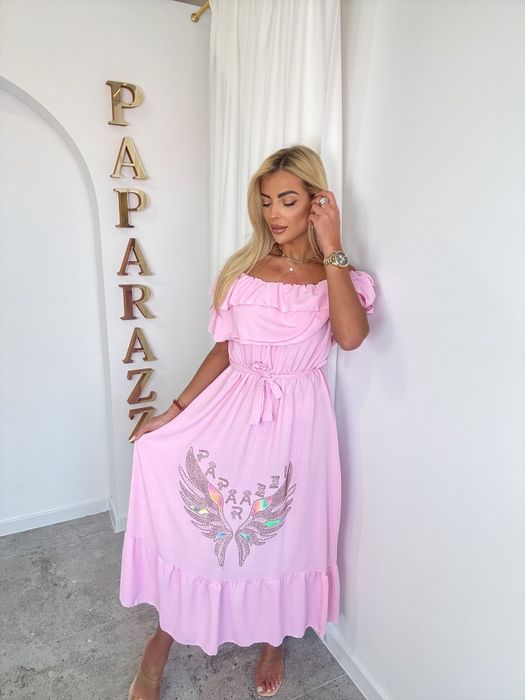 Piękna sukienka hiszpanka cyrkonie logo kolory paparazzi fashion