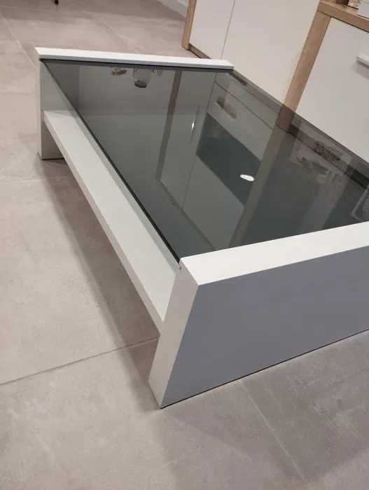 Mesa de Centro Estilo Baviera (Vidro e Branco) - Oportunidade