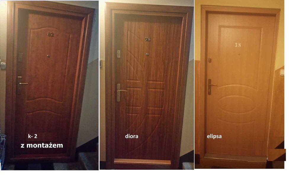 Drzwi zewnętrzne -wejściowe z montażem ,akustyczne wewnątrzklatkowe