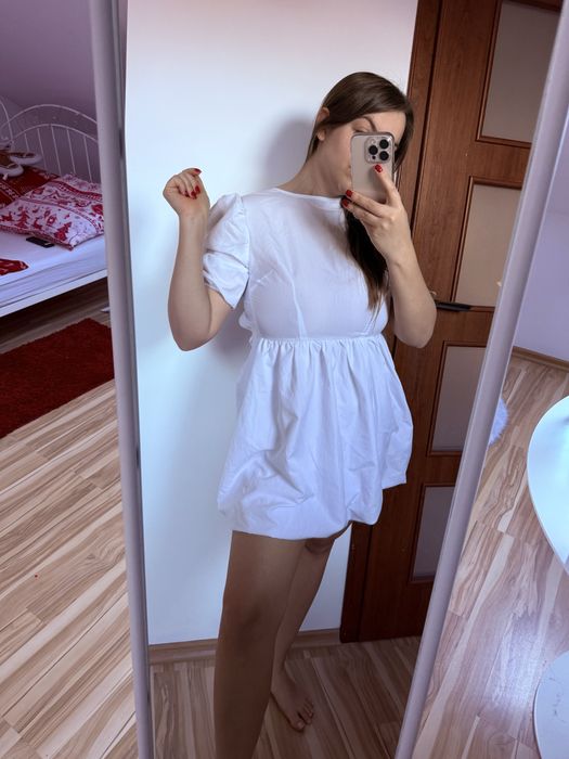 Sukienka damska z kokardą biała S