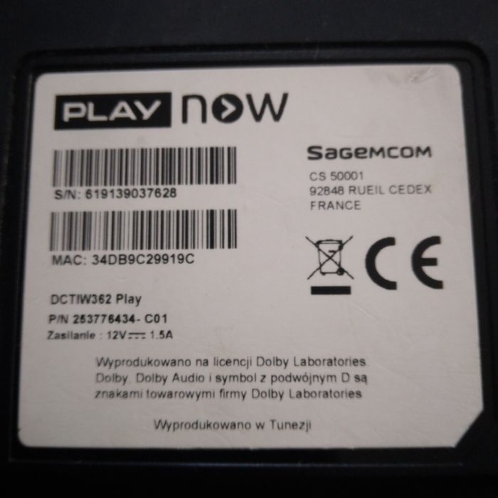 Dekoder Play Now TV Box Sagemcom DCTIW362