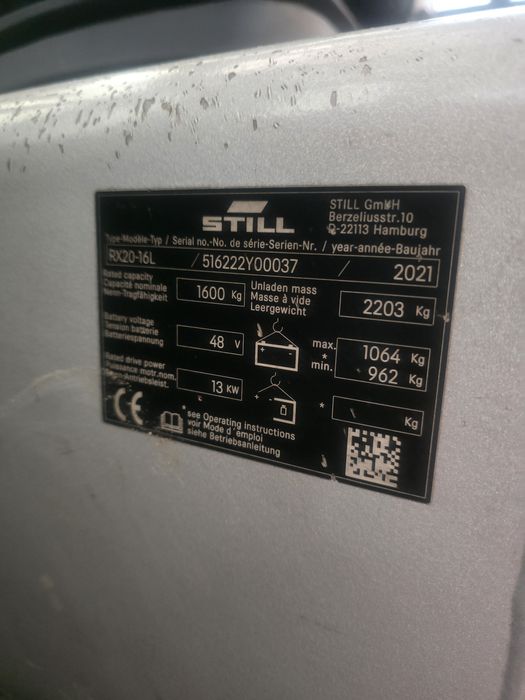 Still Rx20-16 triplex 2021r bateria 750Ah