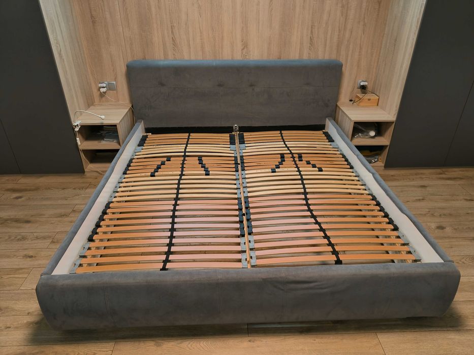 Łóżko sypialniane 180 x 200 cm tapicerowane 2 szt stelaż regulowany