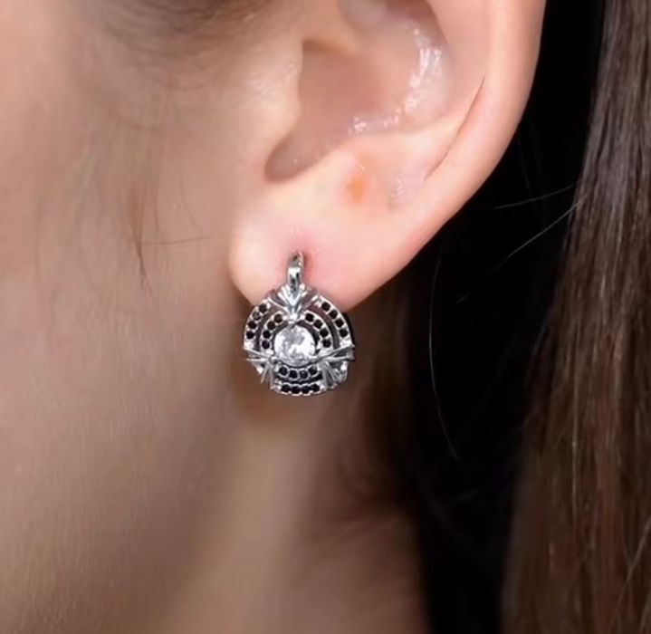 Сережки з фіанітами S925, серьги серебряные с фианитами