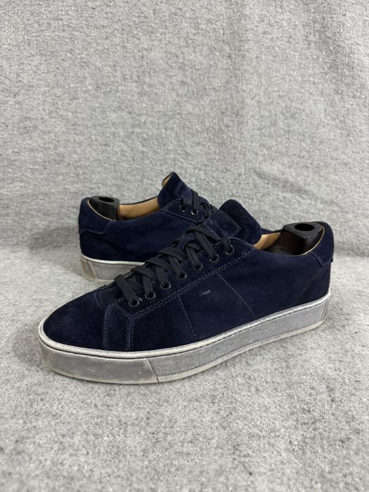 Santoni Navy Suede Low Top Sneakers Italy size 7 41 zamszowe sneakersy granatowe