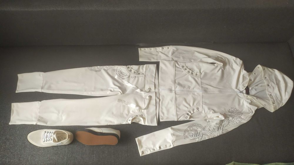 jazz line женский костюм спортивный белый светлый стразы + кеды