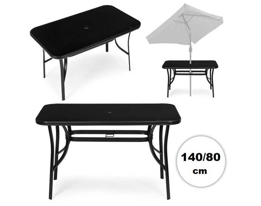 STÓŁ Ogrodowy 140x80 cm całoroczny na taras balkon - SZKŁO HARTOWANE
